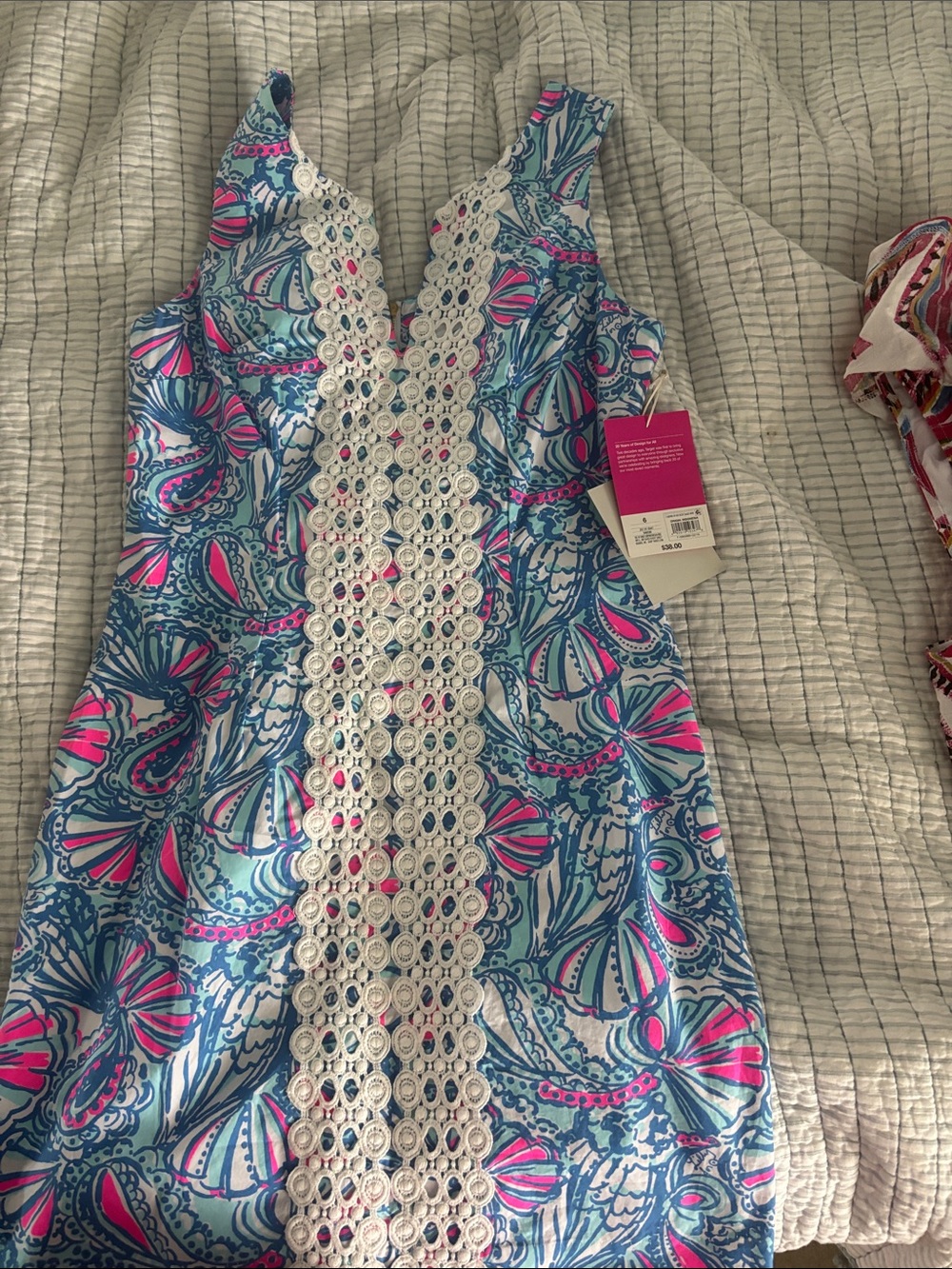 Lilly Pulitzer for Target Blue & Pink Sleeveless Lace-Trim Shift Dress